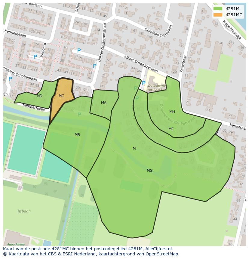 Afbeelding van het postcodegebied 4281 MC op de kaart.