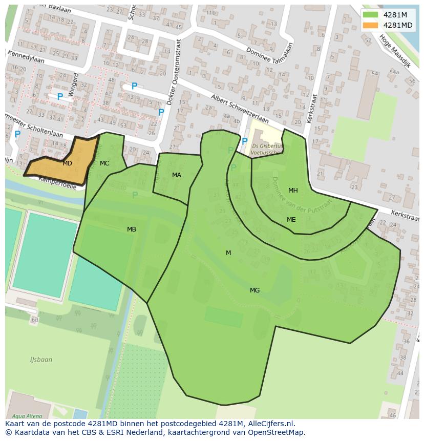 Afbeelding van het postcodegebied 4281 MD op de kaart.