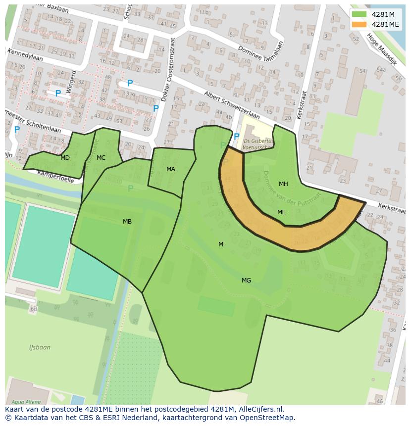 Afbeelding van het postcodegebied 4281 ME op de kaart.