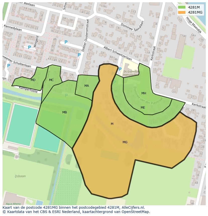 Afbeelding van het postcodegebied 4281 MG op de kaart.