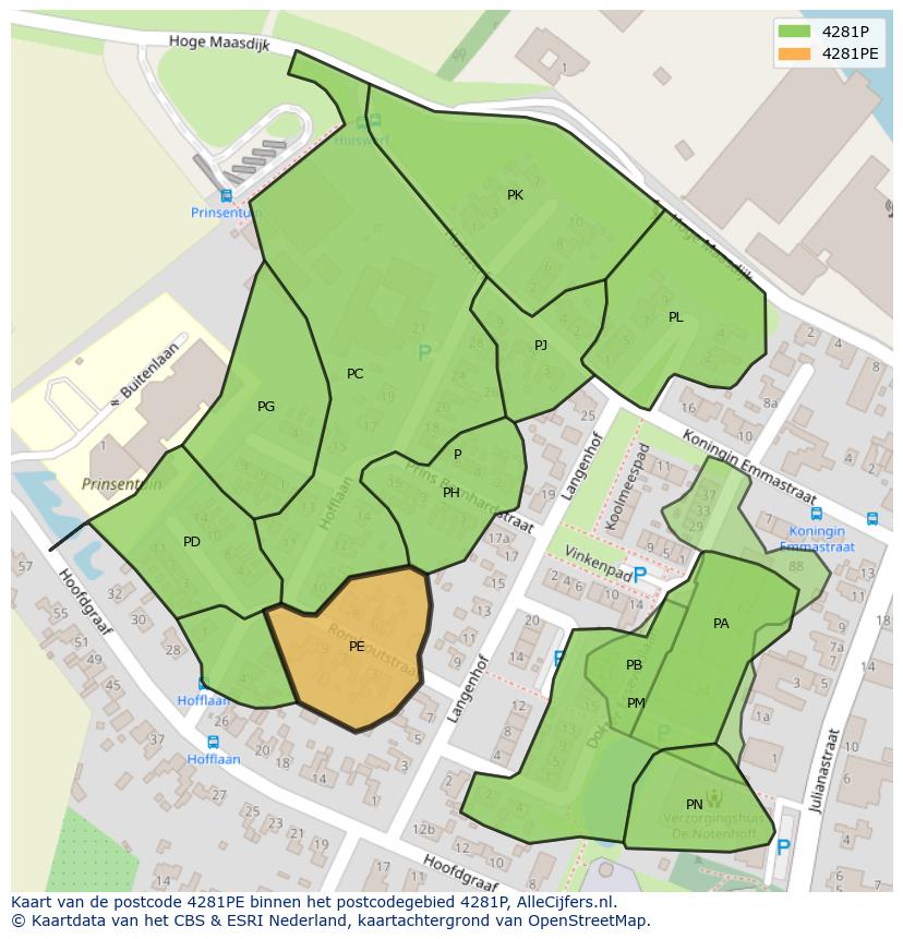 Afbeelding van het postcodegebied 4281 PE op de kaart.