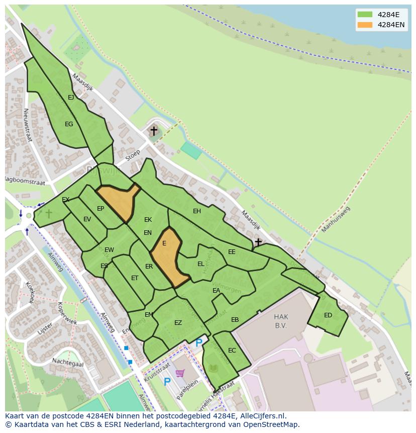 Afbeelding van het postcodegebied 4284 EN op de kaart.