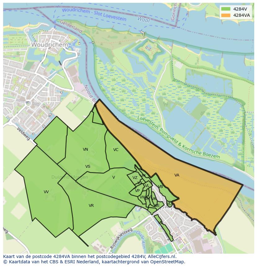 Afbeelding van het postcodegebied 4284 VA op de kaart.