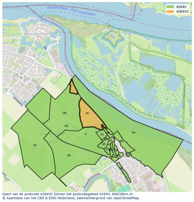 Afbeelding van het postcodegebied 4284 VC op de kaart.