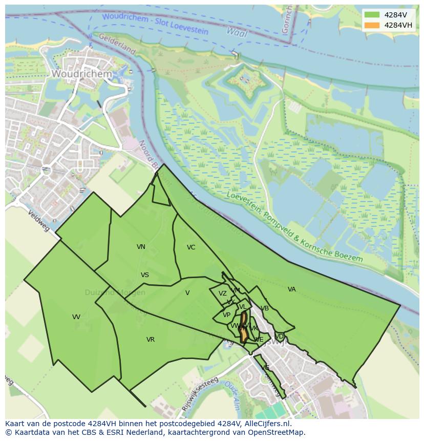 Afbeelding van het postcodegebied 4284 VH op de kaart.