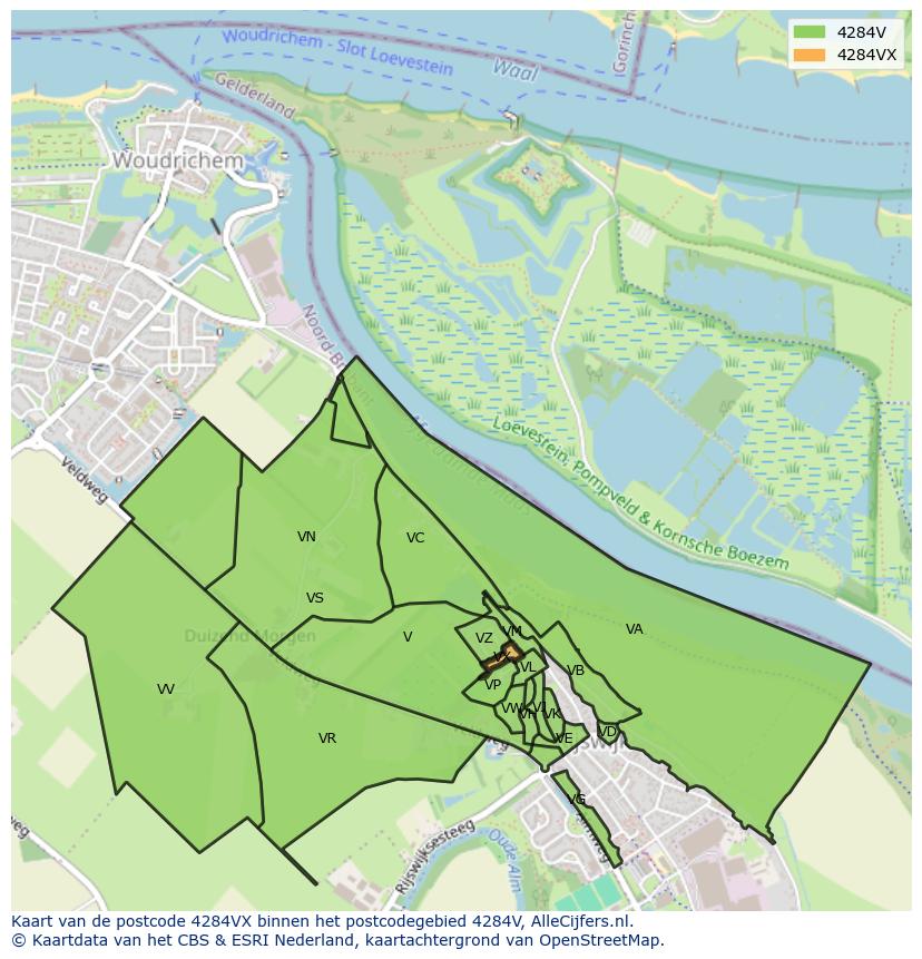 Afbeelding van het postcodegebied 4284 VX op de kaart.