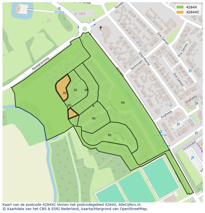 Afbeelding van het postcodegebied 4284 XC op de kaart.