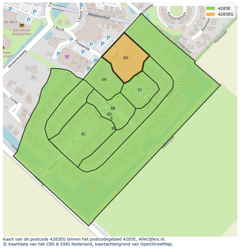 Afbeelding van het postcodegebied 4285 EG op de kaart.