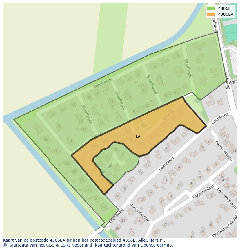 Afbeelding van het postcodegebied 4306 EA op de kaart.