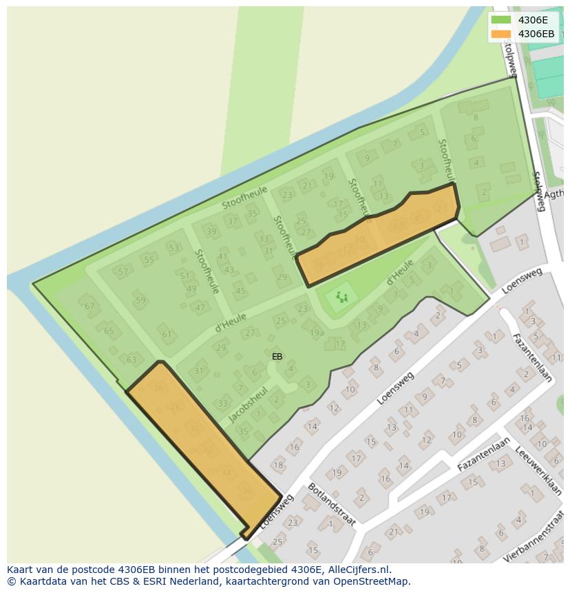 Afbeelding van het postcodegebied 4306 EB op de kaart.
