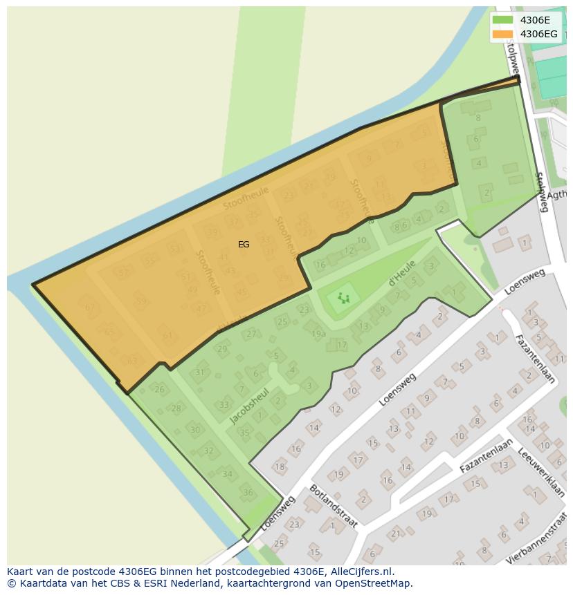 Afbeelding van het postcodegebied 4306 EG op de kaart.