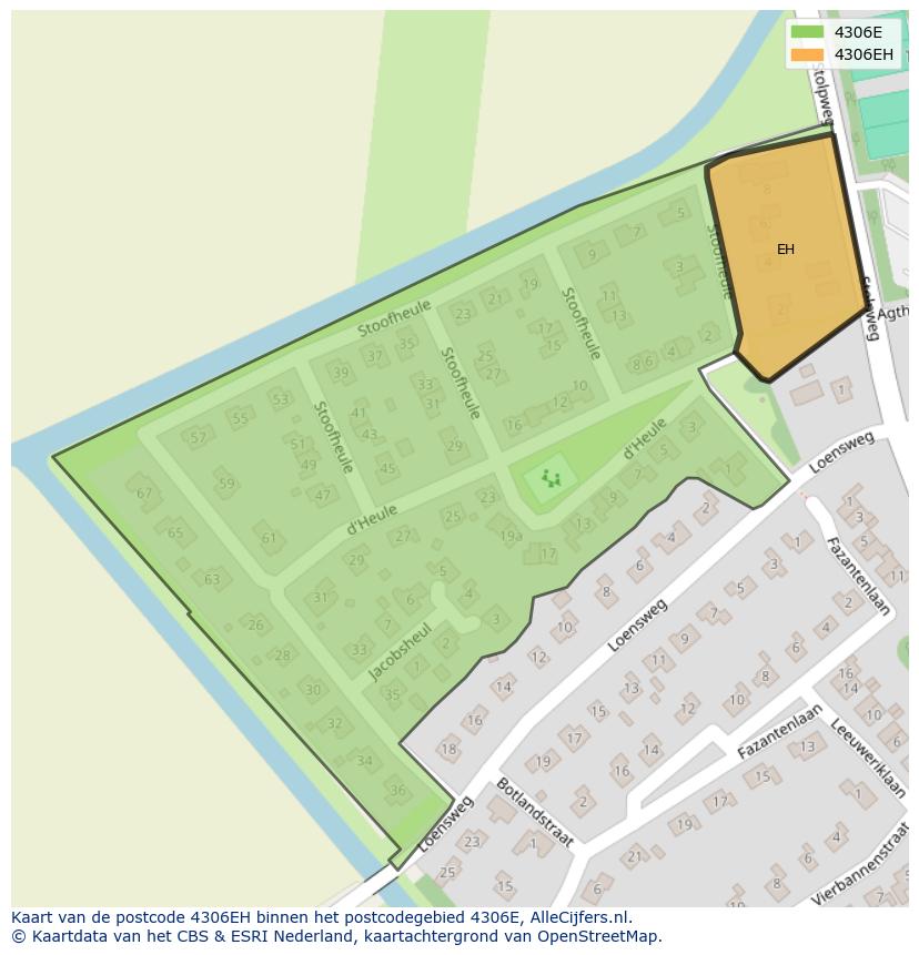 Afbeelding van het postcodegebied 4306 EH op de kaart.