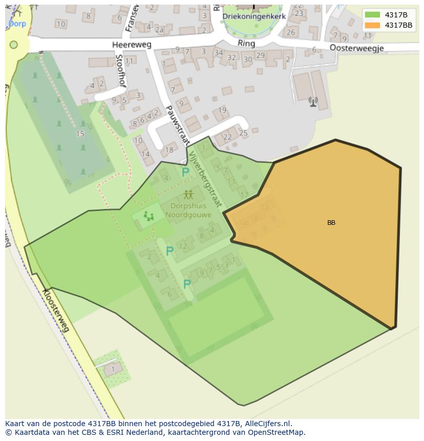 Afbeelding van het postcodegebied 4317 BB op de kaart.