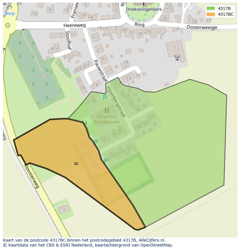 Afbeelding van het postcodegebied 4317 BC op de kaart.