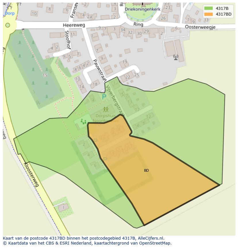Afbeelding van het postcodegebied 4317 BD op de kaart.