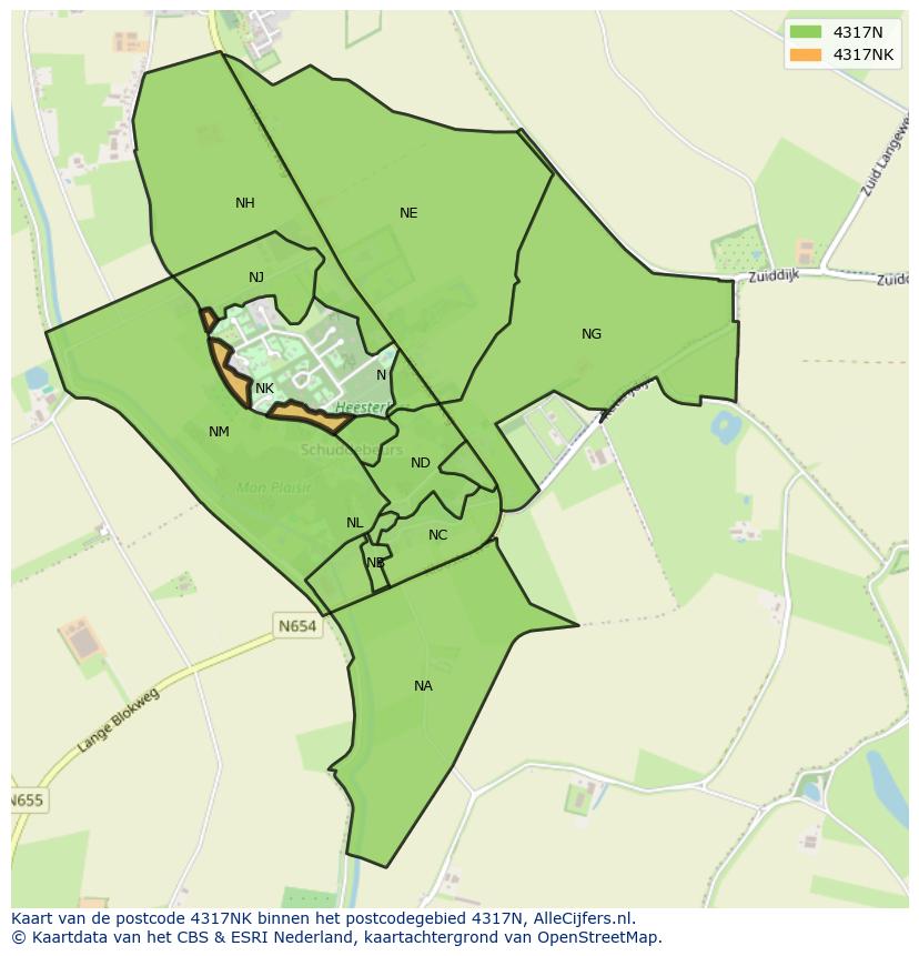 Afbeelding van het postcodegebied 4317 NK op de kaart.