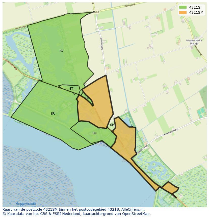 Afbeelding van het postcodegebied 4321 SM op de kaart.
