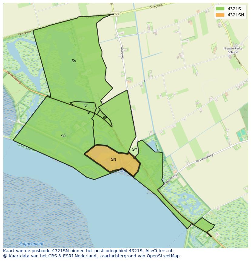 Afbeelding van het postcodegebied 4321 SN op de kaart.