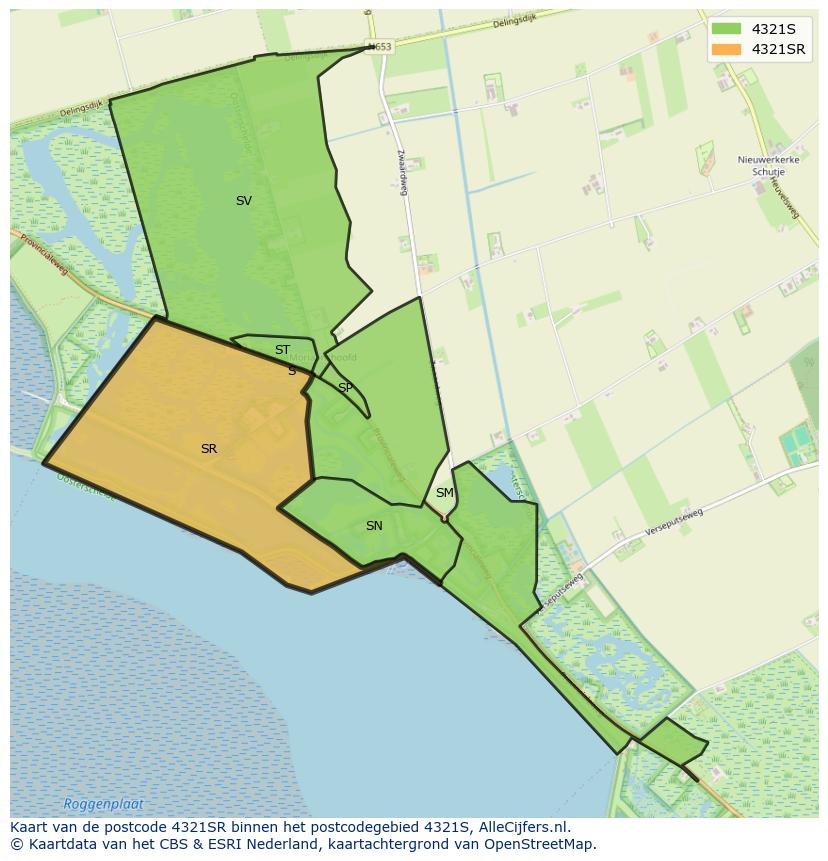 Afbeelding van het postcodegebied 4321 SR op de kaart.