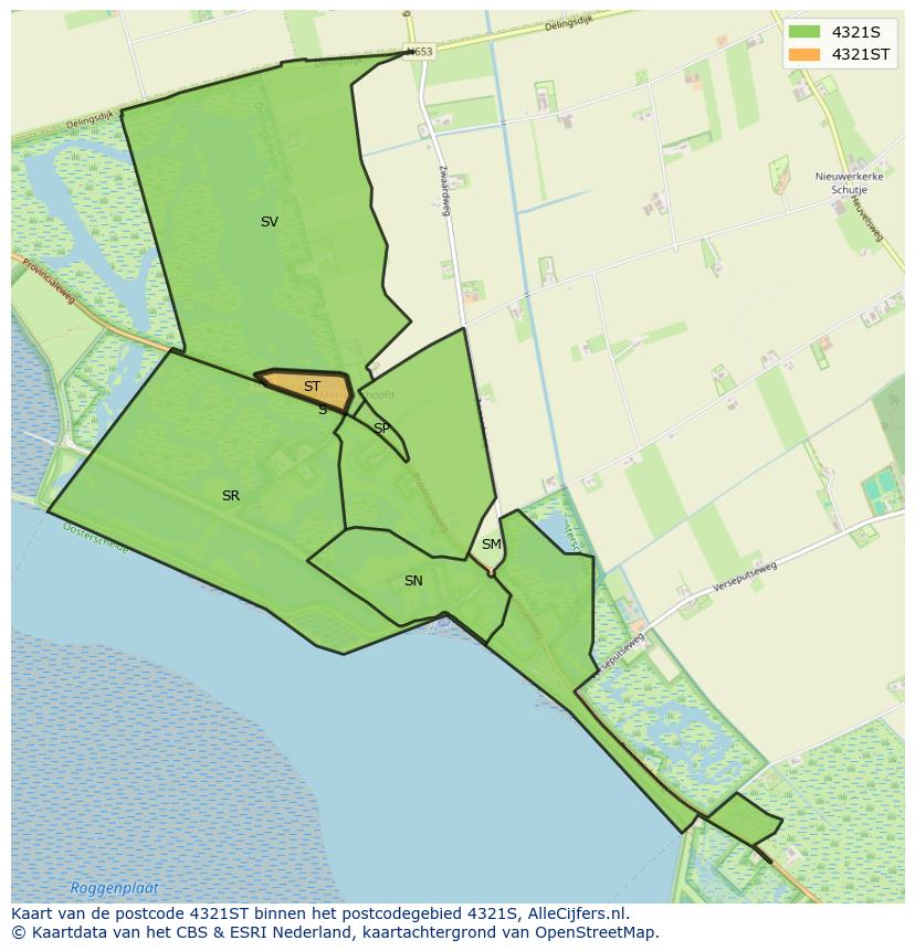 Afbeelding van het postcodegebied 4321 ST op de kaart.