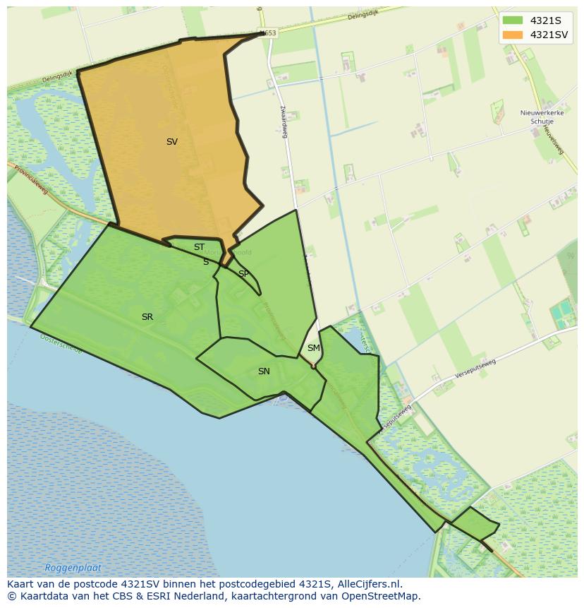 Afbeelding van het postcodegebied 4321 SV op de kaart.