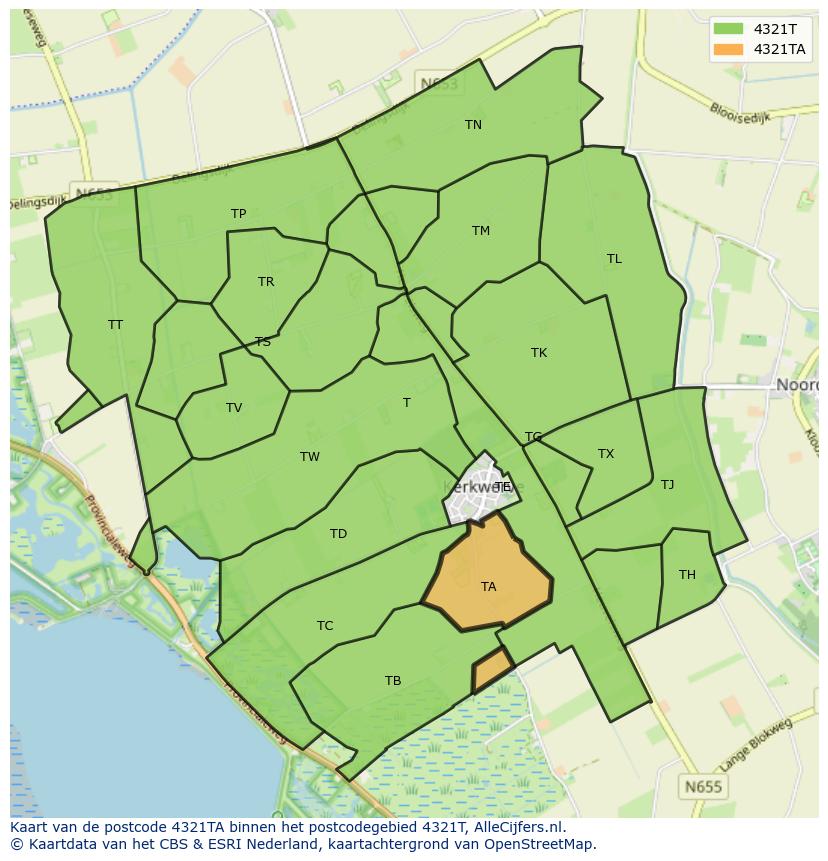 Afbeelding van het postcodegebied 4321 TA op de kaart.