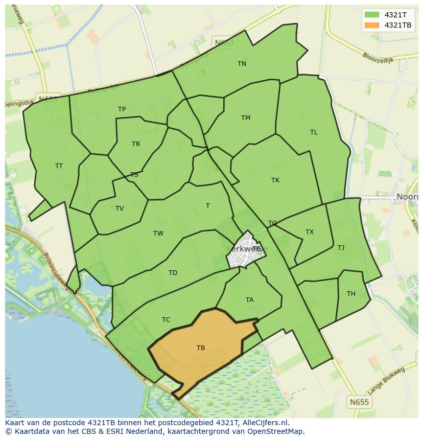 Afbeelding van het postcodegebied 4321 TB op de kaart.