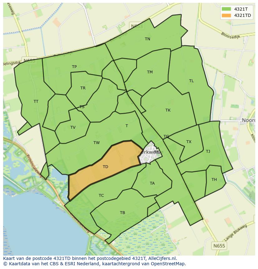 Afbeelding van het postcodegebied 4321 TD op de kaart.