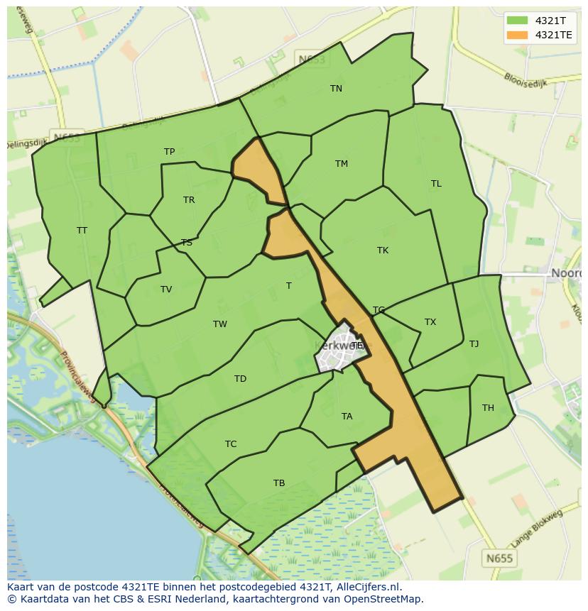 Afbeelding van het postcodegebied 4321 TE op de kaart.
