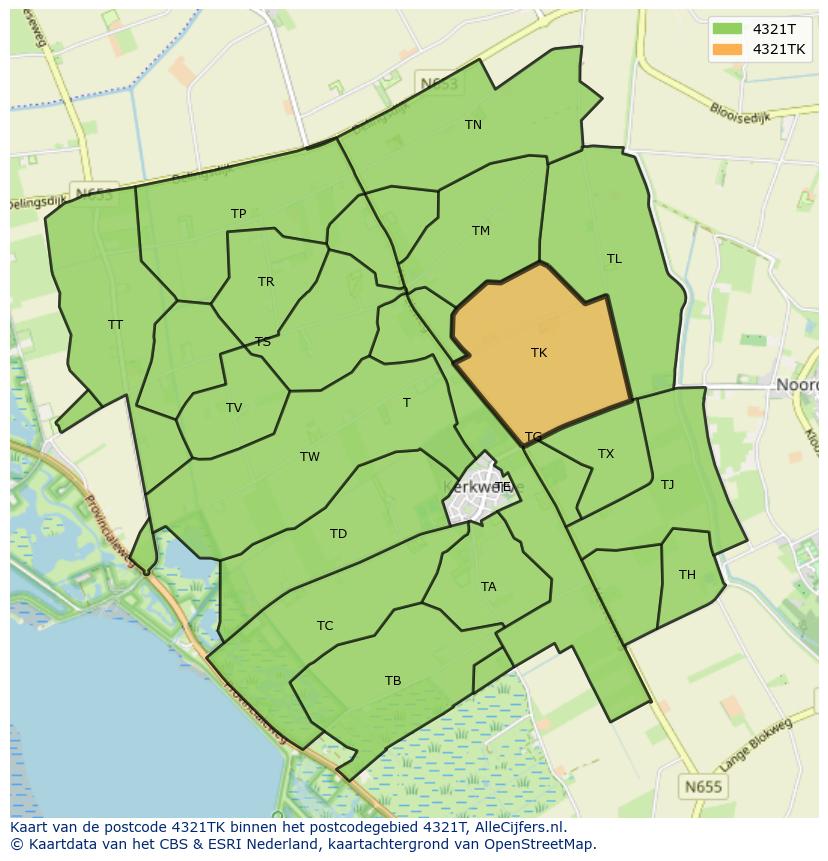 Afbeelding van het postcodegebied 4321 TK op de kaart.