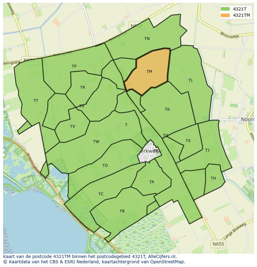 Afbeelding van het postcodegebied 4321 TM op de kaart.