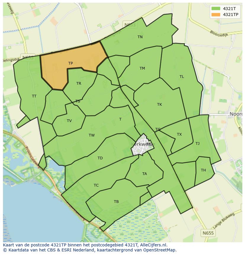 Afbeelding van het postcodegebied 4321 TP op de kaart.