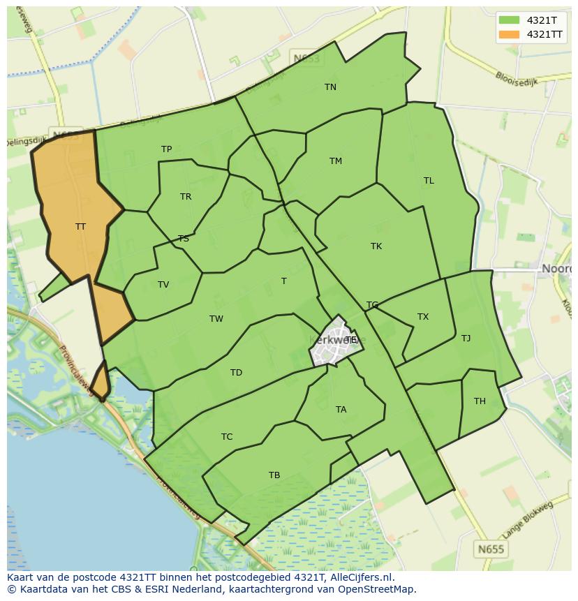 Afbeelding van het postcodegebied 4321 TT op de kaart.