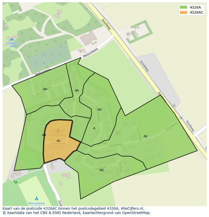 Afbeelding van het postcodegebied 4326 AC op de kaart.
