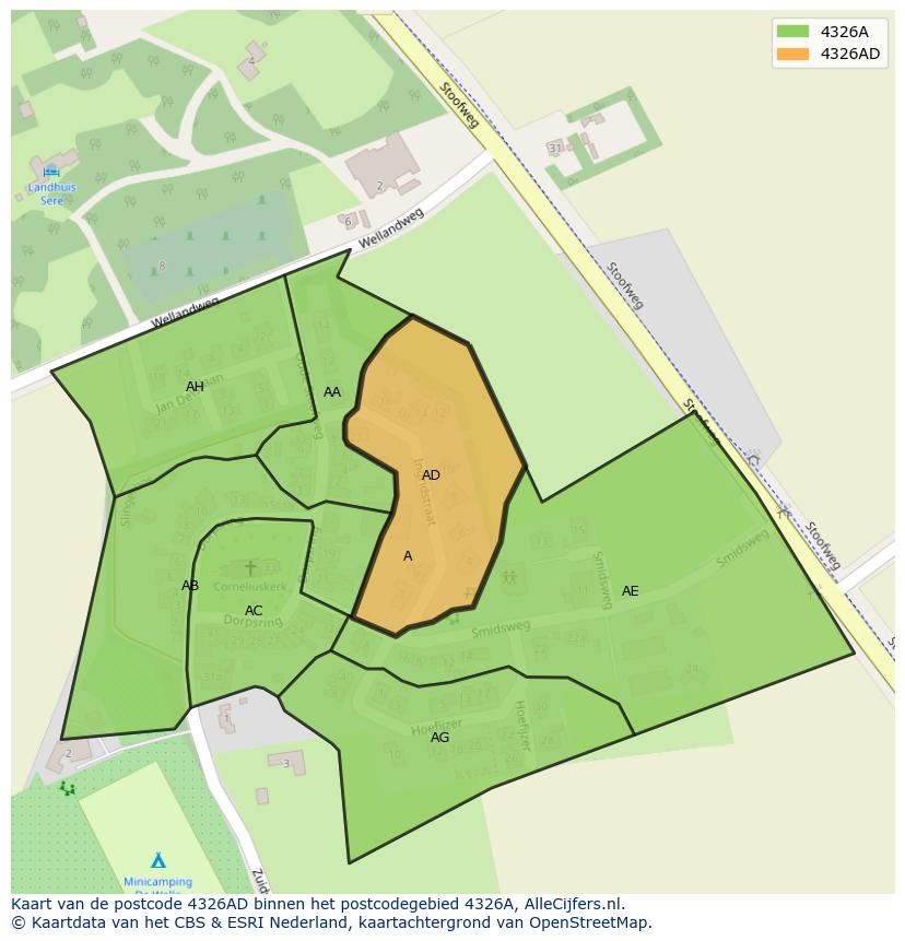 Afbeelding van het postcodegebied 4326 AD op de kaart.