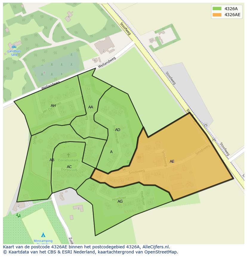 Afbeelding van het postcodegebied 4326 AE op de kaart.