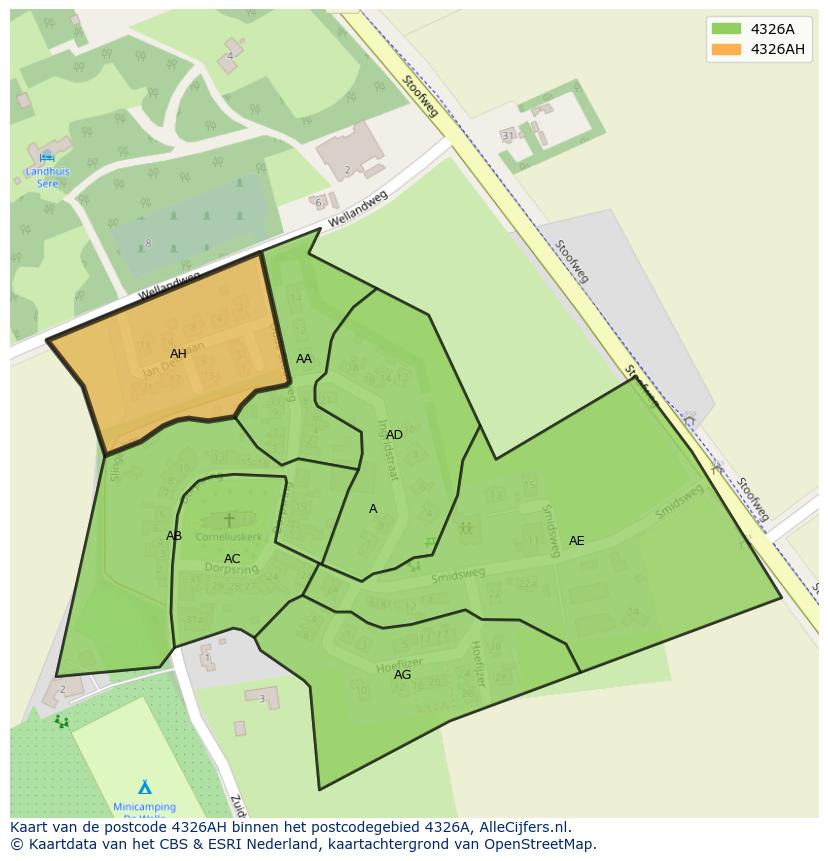 Afbeelding van het postcodegebied 4326 AH op de kaart.