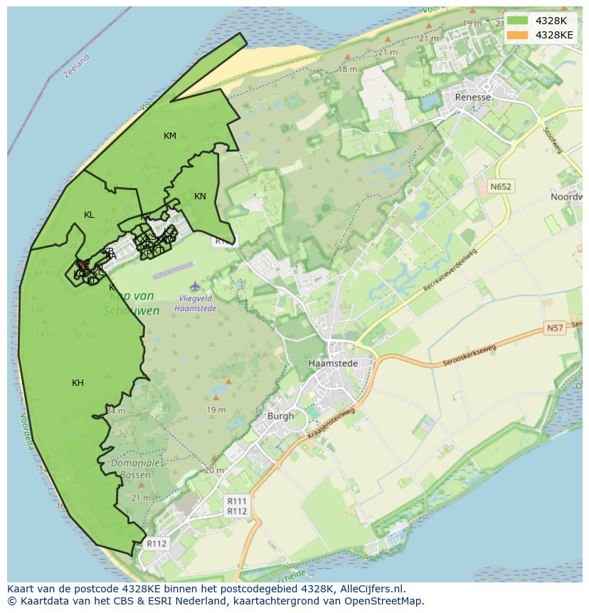 Afbeelding van het postcodegebied 4328 KE op de kaart.