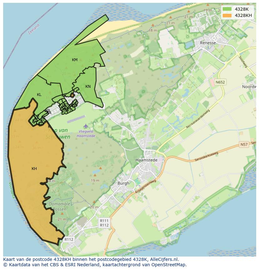 Afbeelding van het postcodegebied 4328 KH op de kaart.