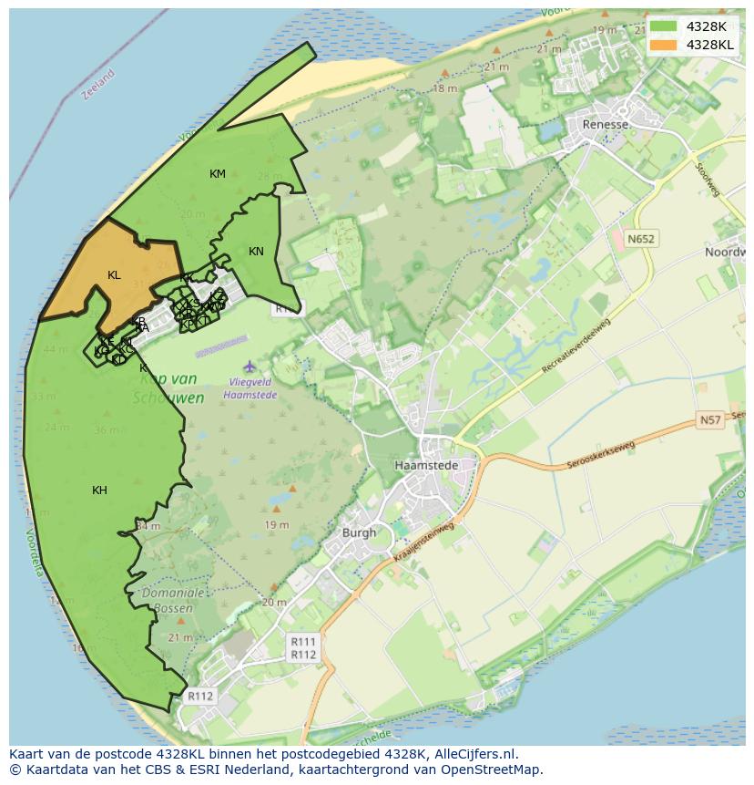 Afbeelding van het postcodegebied 4328 KL op de kaart.