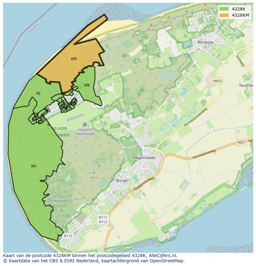 Afbeelding van het postcodegebied 4328 KM op de kaart.