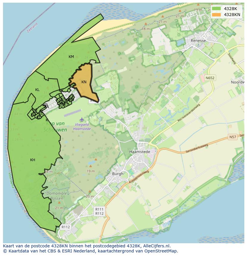 Afbeelding van het postcodegebied 4328 KN op de kaart.