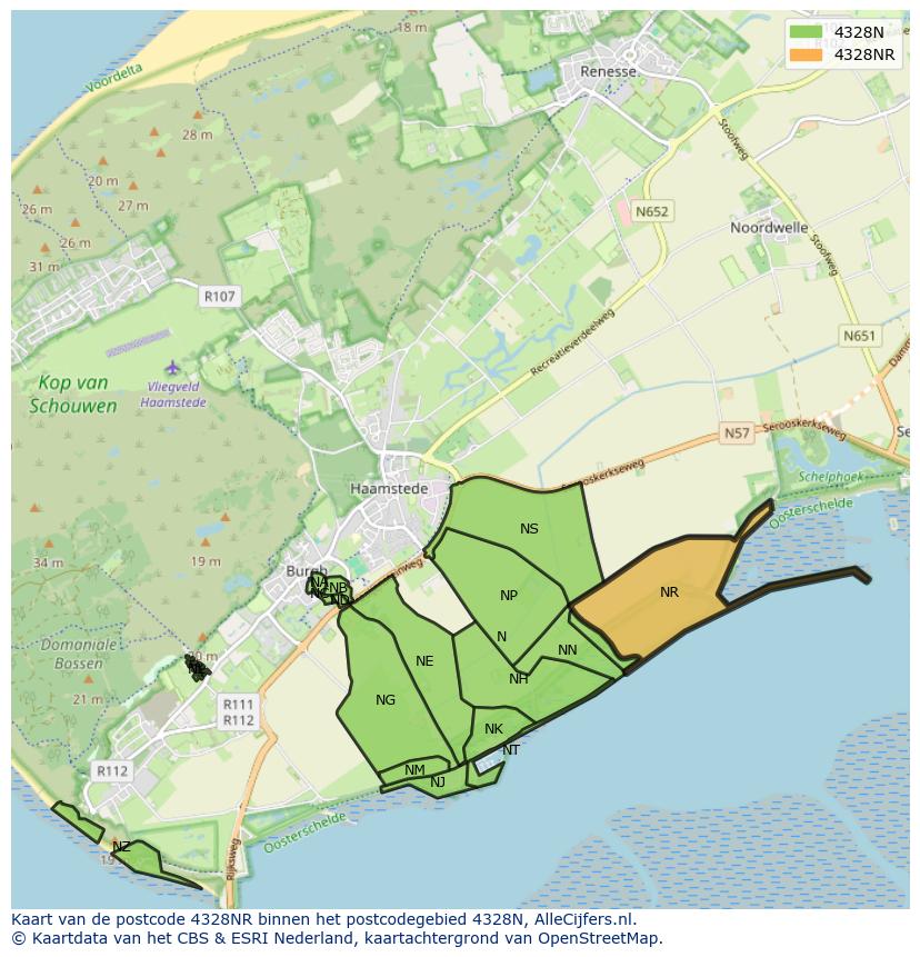 Afbeelding van het postcodegebied 4328 NR op de kaart.