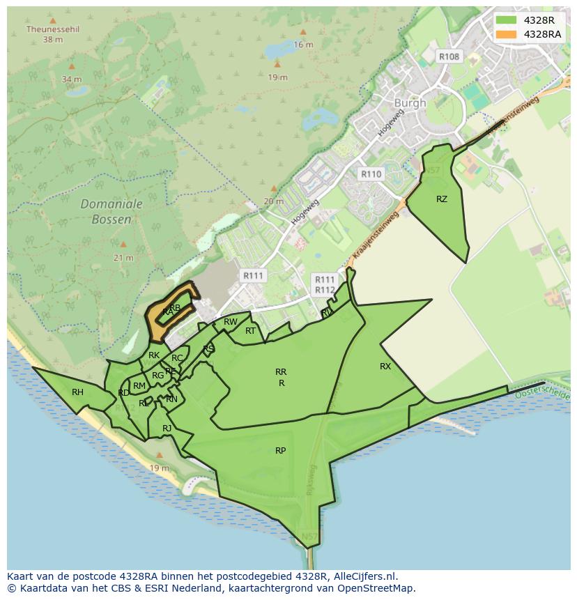Afbeelding van het postcodegebied 4328 RA op de kaart.