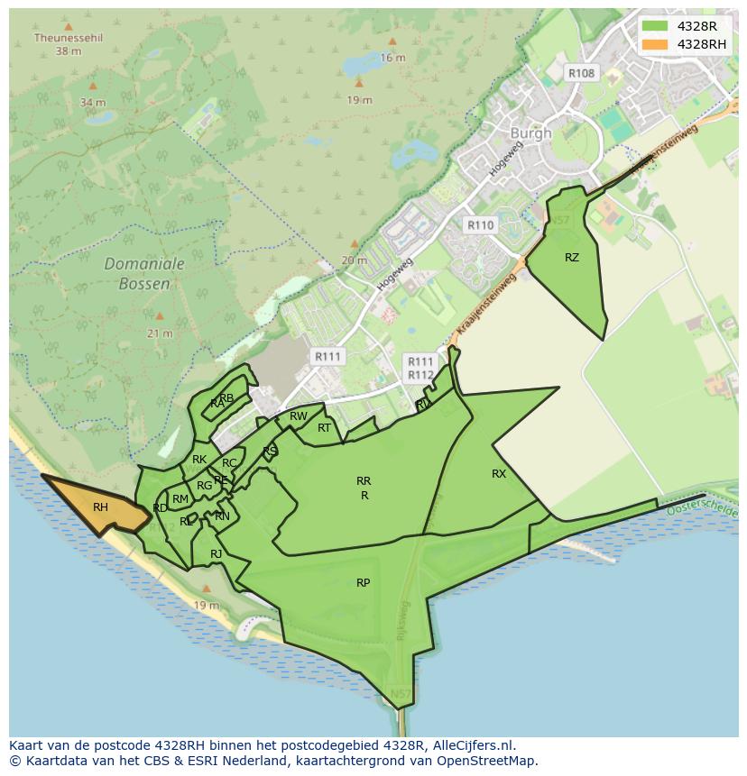 Afbeelding van het postcodegebied 4328 RH op de kaart.