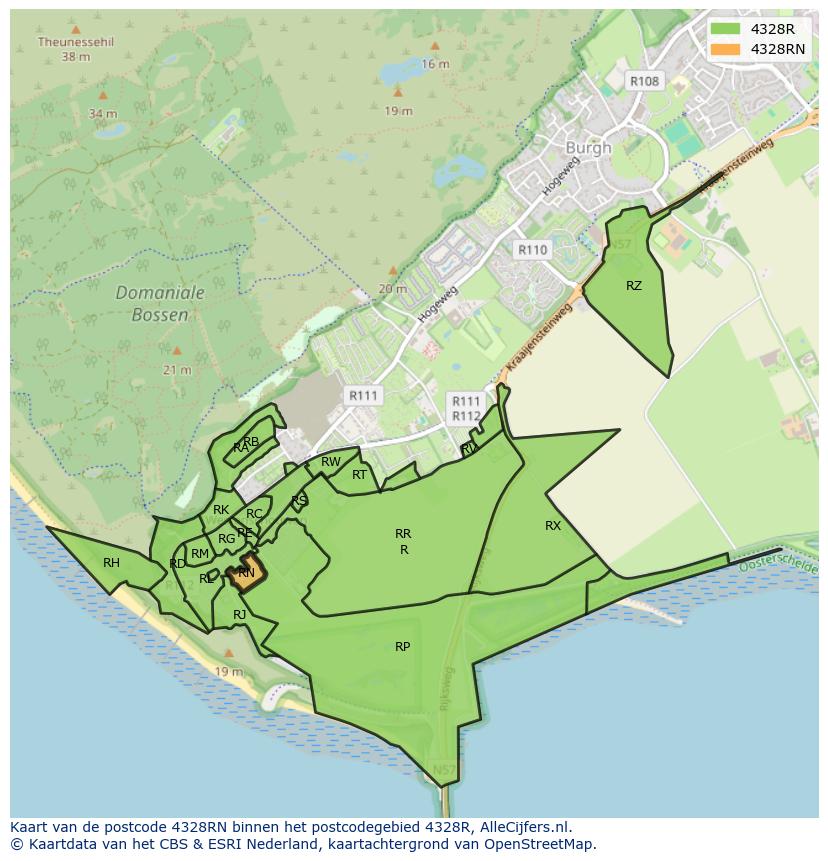 Afbeelding van het postcodegebied 4328 RN op de kaart.