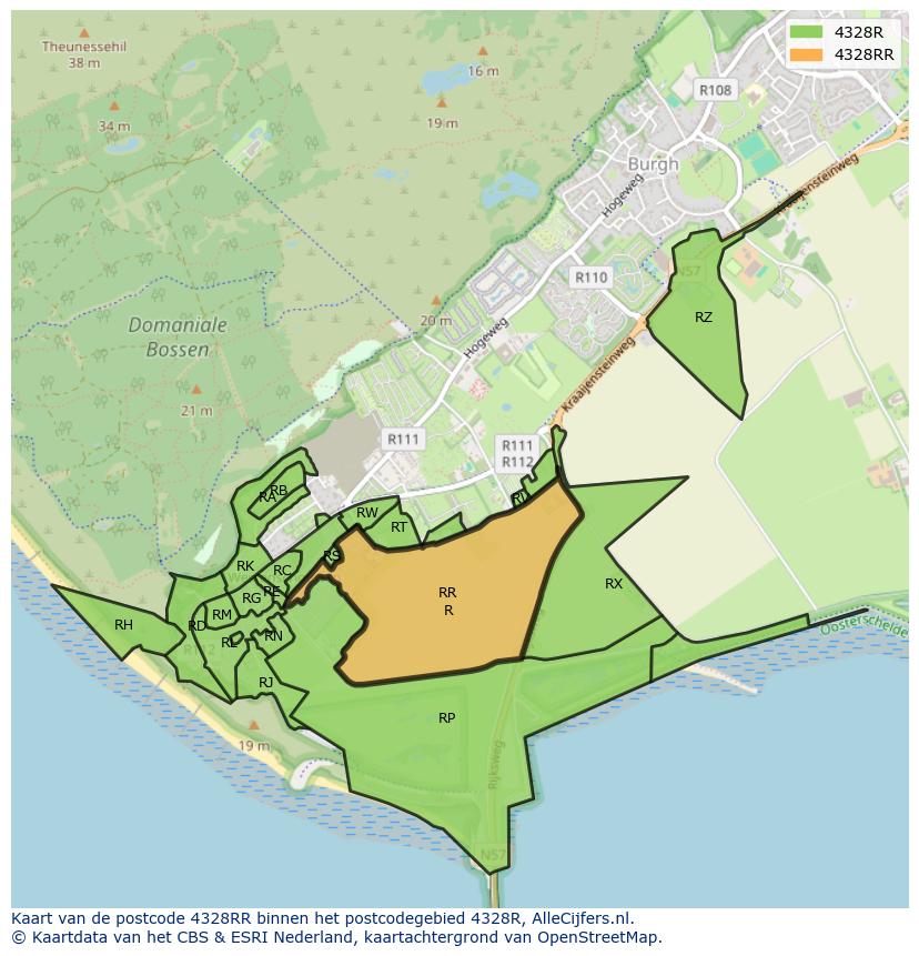 Afbeelding van het postcodegebied 4328 RR op de kaart.