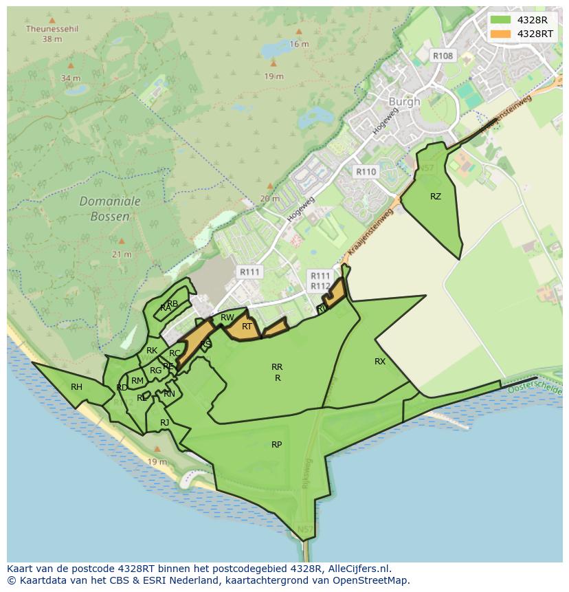 Afbeelding van het postcodegebied 4328 RT op de kaart.
