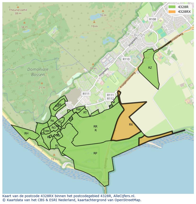 Afbeelding van het postcodegebied 4328 RX op de kaart.