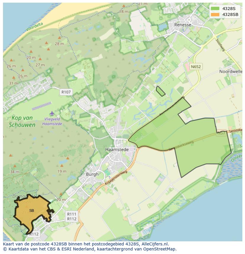 Afbeelding van het postcodegebied 4328 SB op de kaart.